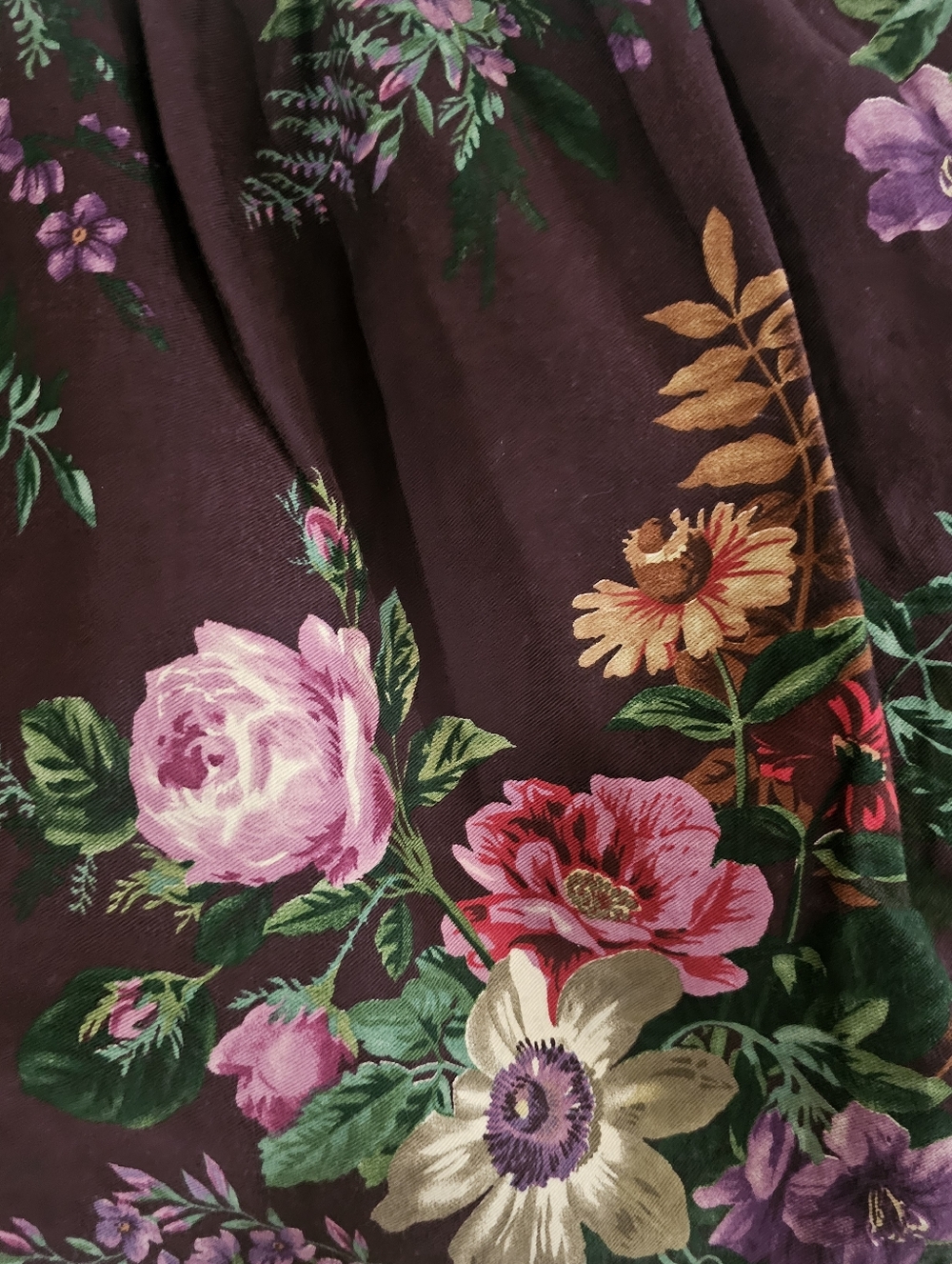 Vintage Ralph Lauren Brittney Purple Floral KING bedskirt
